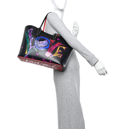 Christian Louboutin Calfskin Loubitag Spikes East West Cabata Love Tote Black 2 of 13