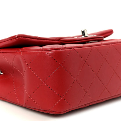 Chanel Lambskin Quilted Mini Rectangular Flap Dark Red 10 of 12