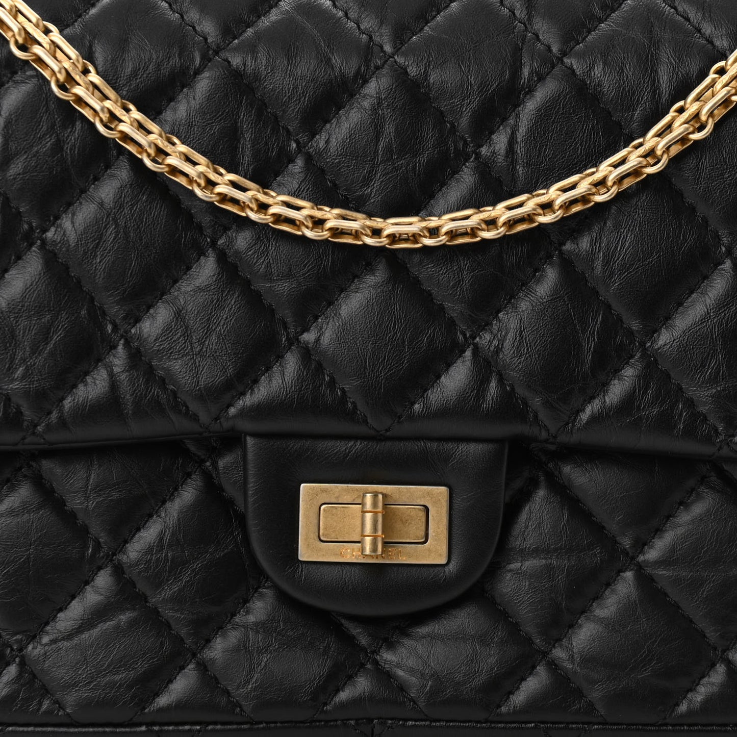 Aged Calfskin Quilted 2.55 Reissue 226 Flap Black