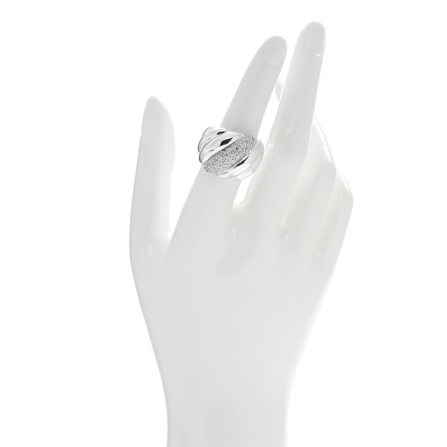 David Yurman Sterling Silver Diamond Hampton Cable Ring 54 7 2 of 4