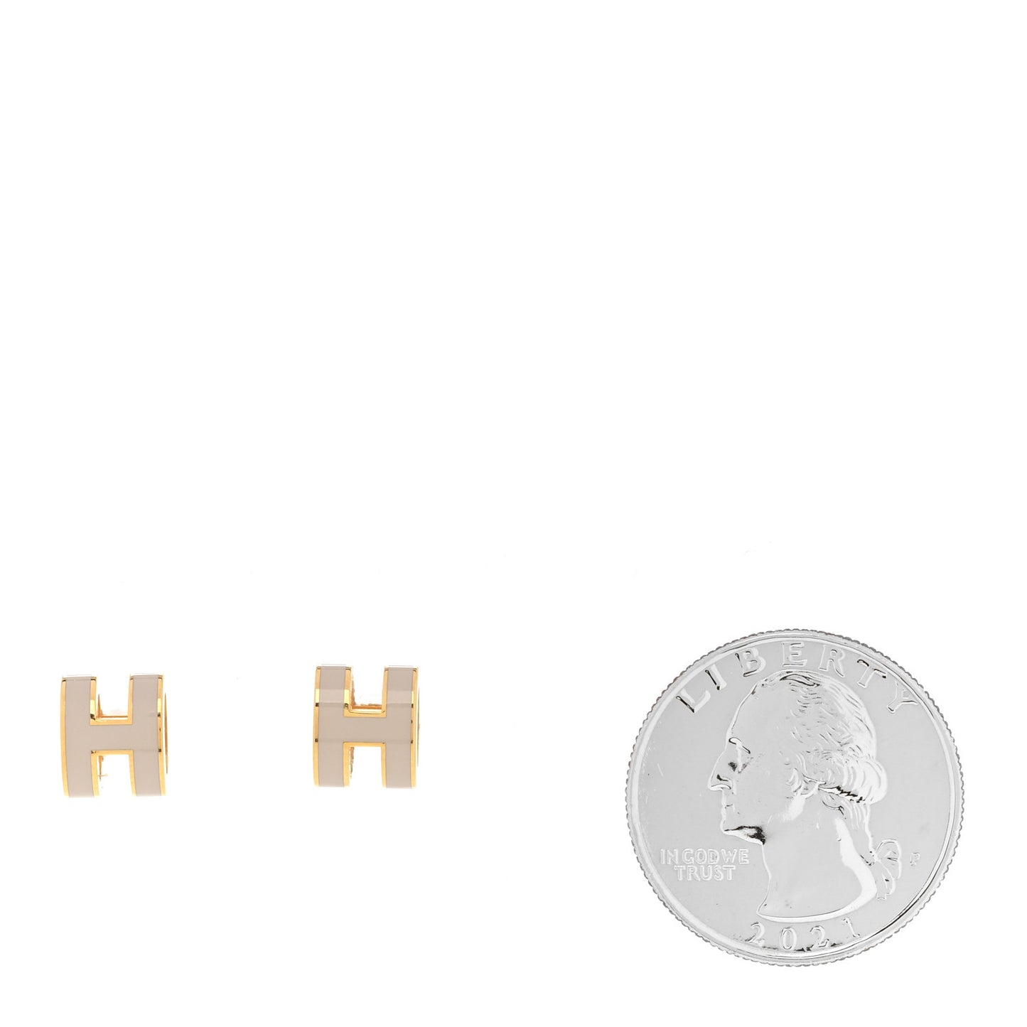 Gold Lacquered Mini Pop H Earrings Marron Glace