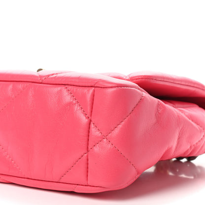 Chanel Shiny Lambskin Quilted Medium Chanel 19 Flap Neon Pink 7 of 9