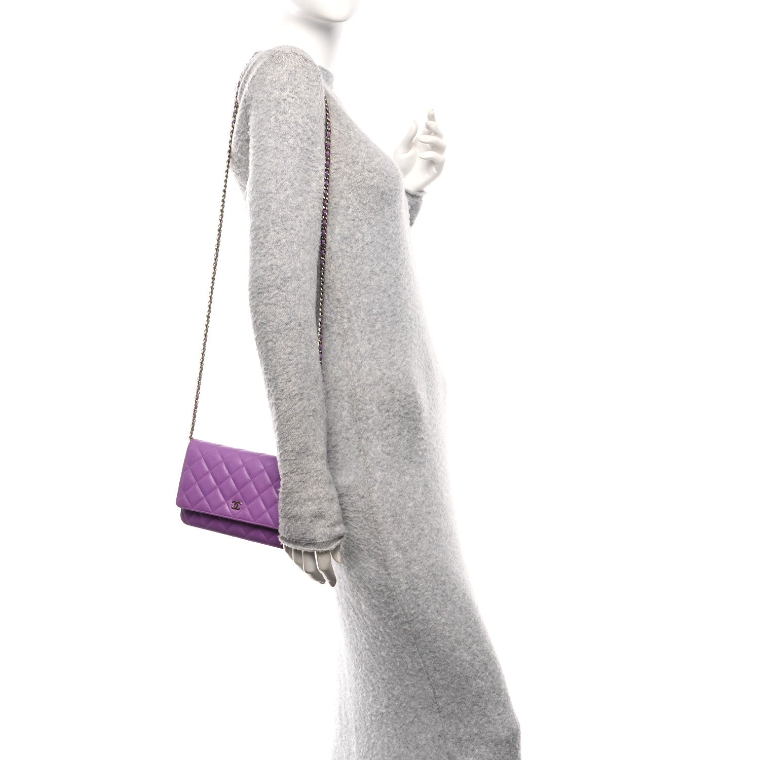 Chanel Caviar Quilted Wallet On Chain WOC Purple 2 of 12