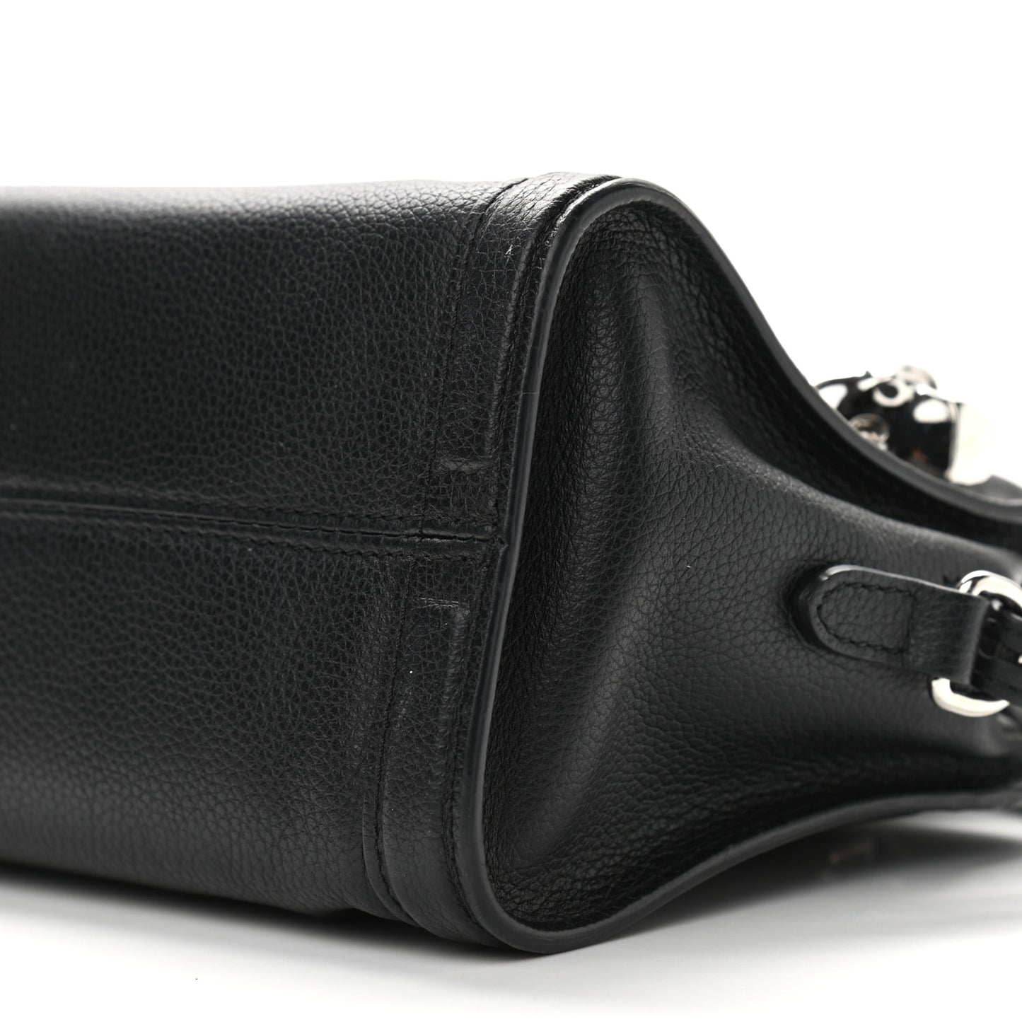 Pebbled Calfskin Mini Skull Padlock Zip Around Tote Black