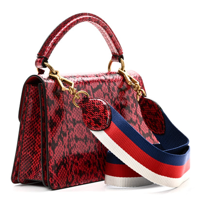 Gucci Snakeskin Sylvie Web Small Queen Margaret Top Handle Bag Red 3 of 10