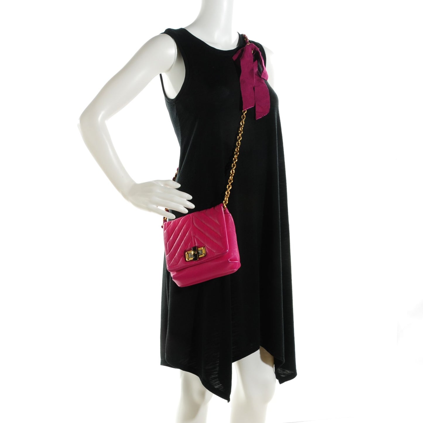Lambskin Quilted Mini Happy Pop Crossbody Fuchsia