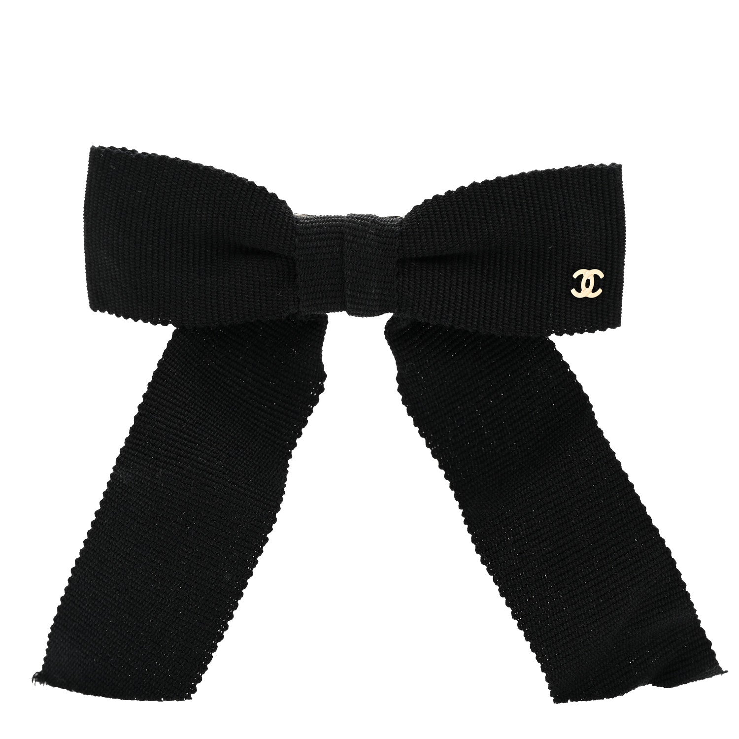 Chanel Grosgrain Bow CC Hair Clip Black 1 of 3