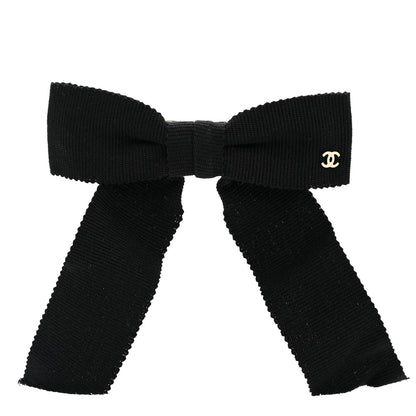 Chanel Grosgrain Bow CC Hair Clip Black 1 of 3