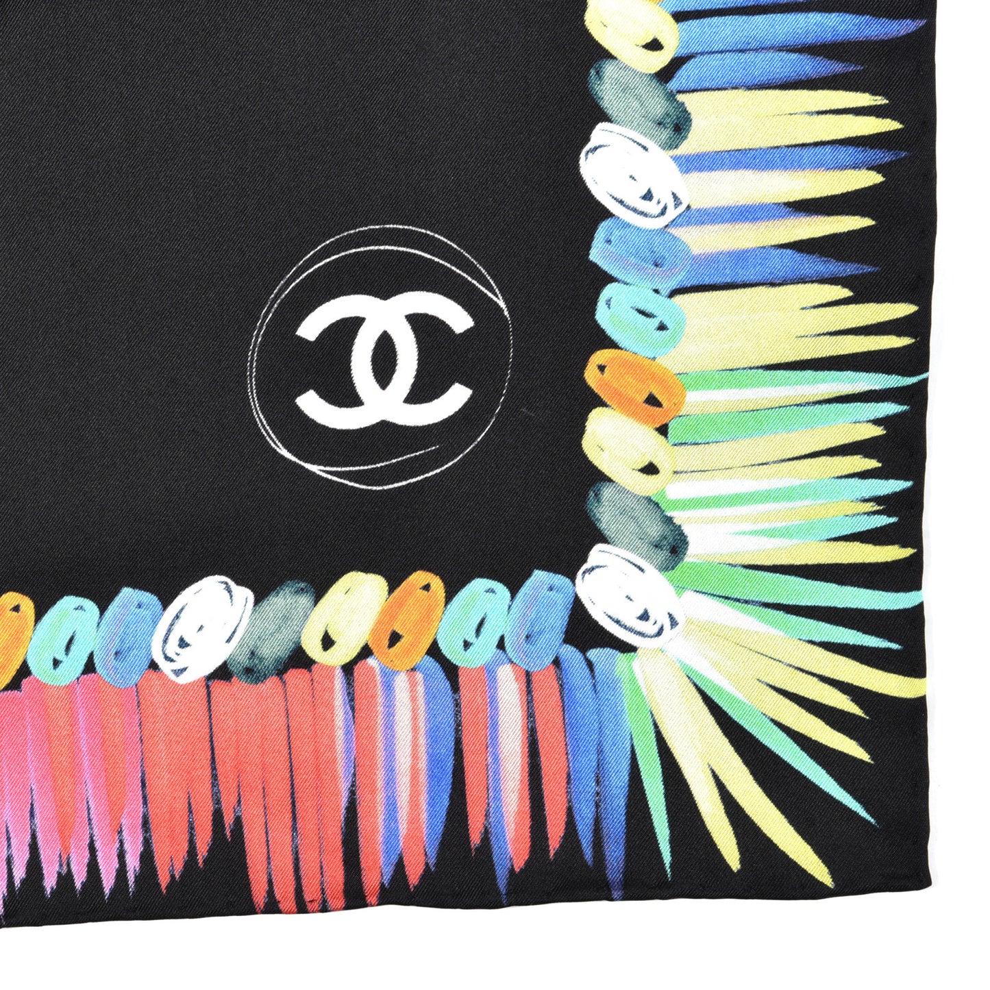Silk CC Square Scarf Black