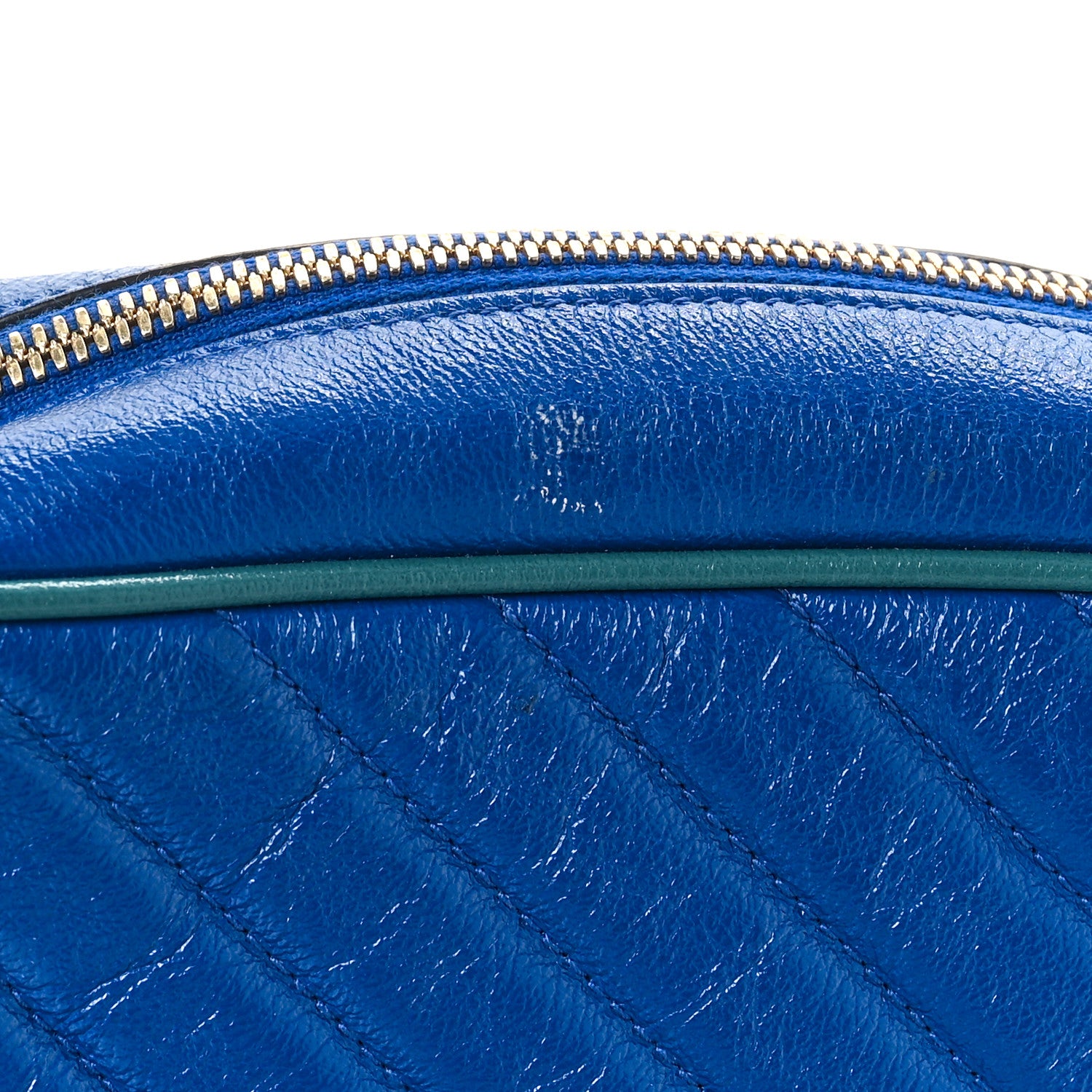 Gucci Azalea Calfskin Enamel Matelasse Diagonal Small Torchon GG Marmont Chain Shoulder Bag Imperial Blue Pavone 10 of 10