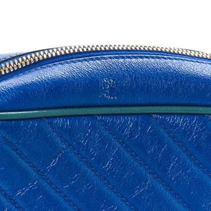 Gucci Azalea Calfskin Enamel Matelasse Diagonal Small Torchon GG Marmont Chain Shoulder Bag Imperial Blue Pavone 10 of 10