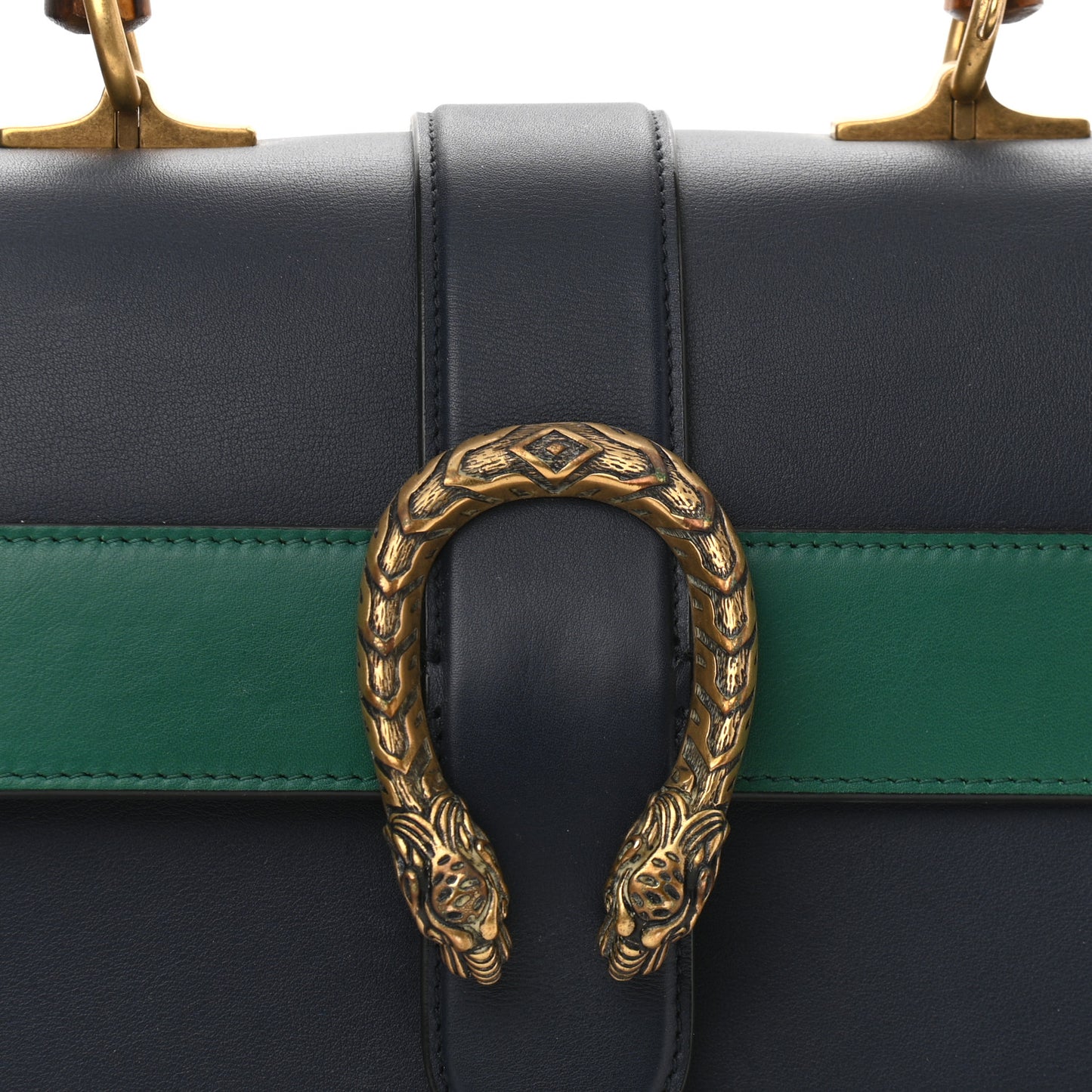 Moon Calfskin Bamboo Web Medium Dionysus Top Handle Bag Blue Emerald Hibiscus Red