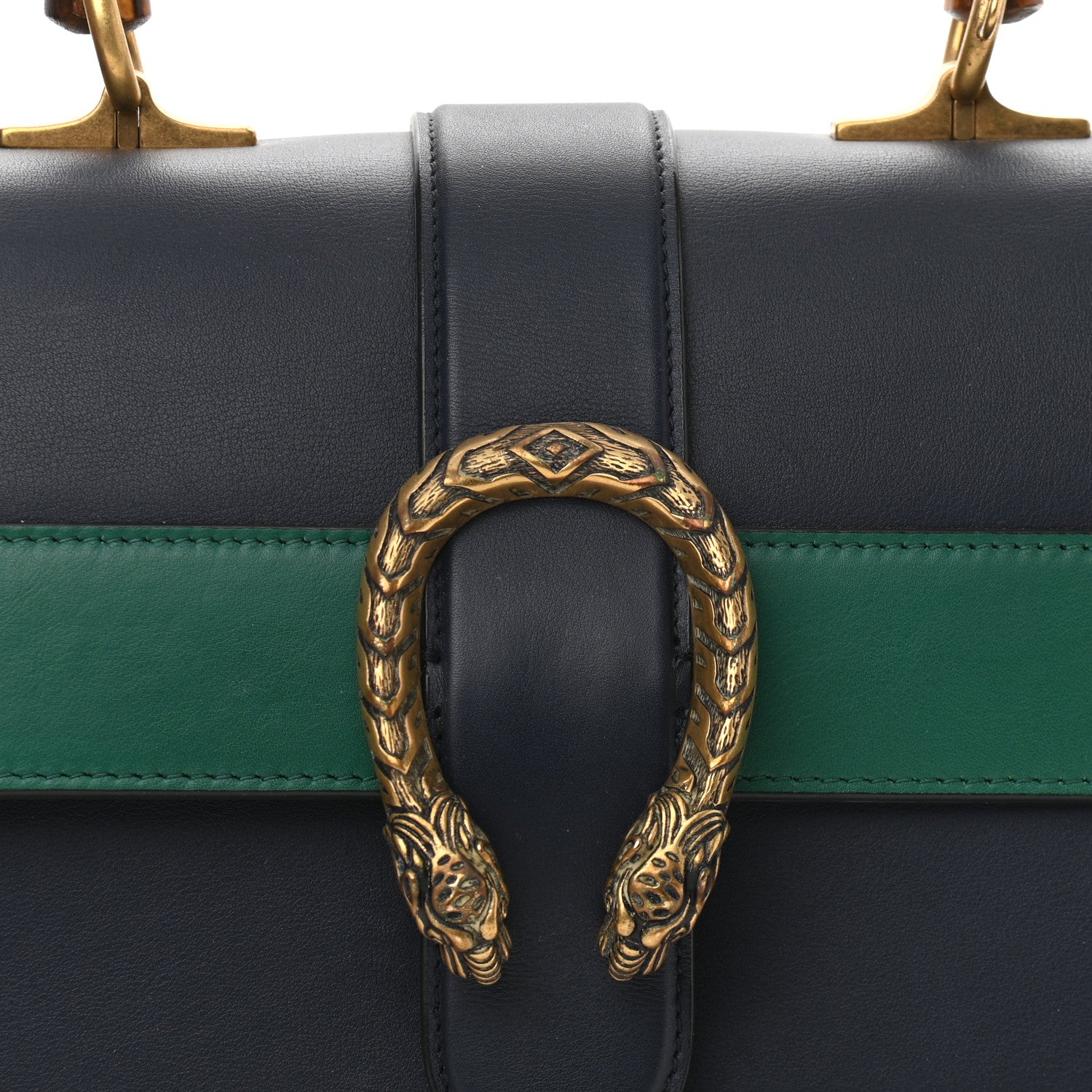 Gucci Moon Calfskin Bamboo Web Medium Dionysus Top Handle Bag Blue Emerald Hibiscus Red 9 of 12