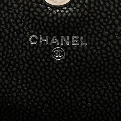Chanel Metallic Caviar Half Moon Wallet On Chain WOC Dark Silver 8 of 11