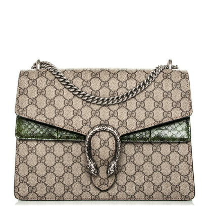 Gucci GG Supreme Monogram Python Medium Dionysus Shoulder Bag Green 1 of 13