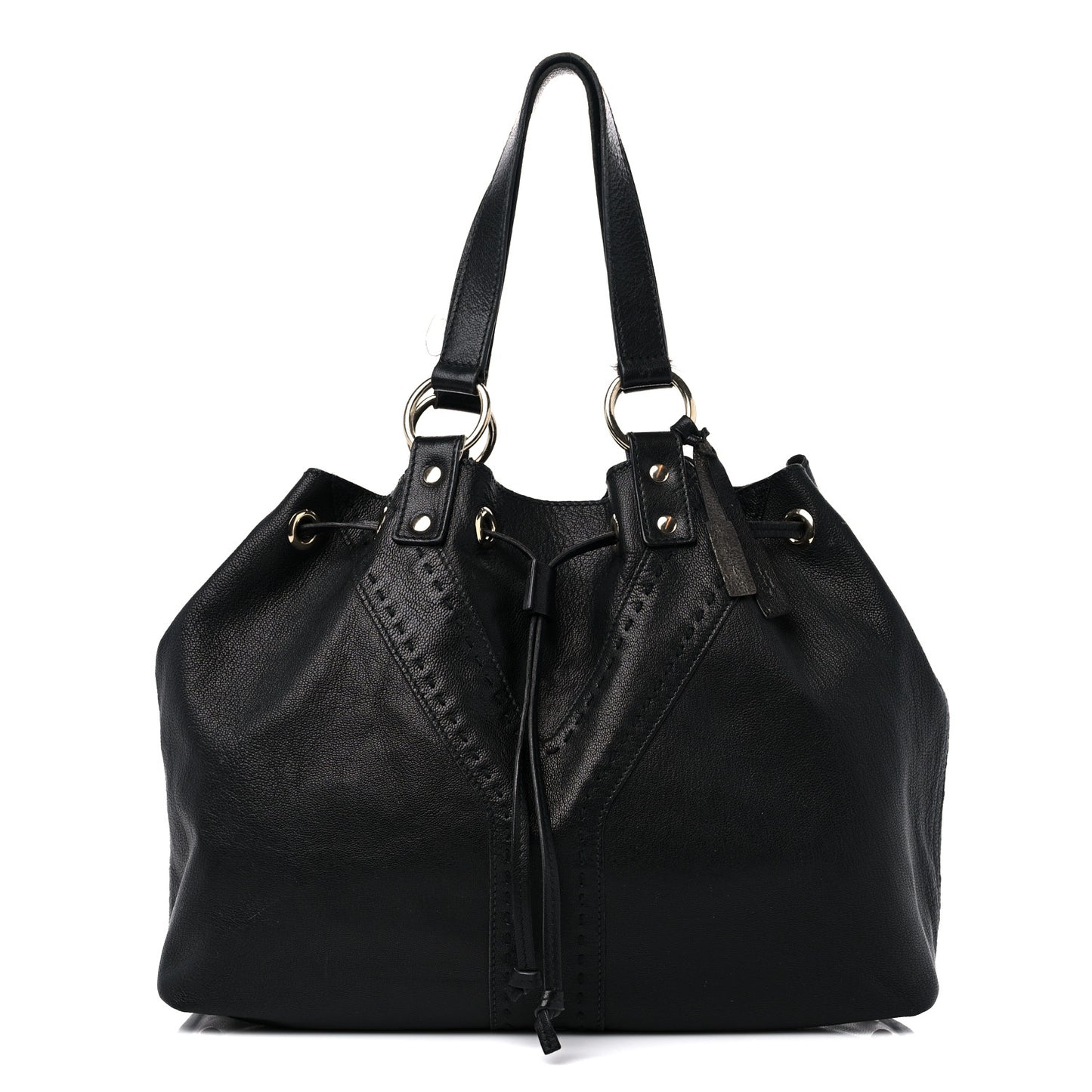 Calfskin Reversible Double Sac Y Tote Black Gold