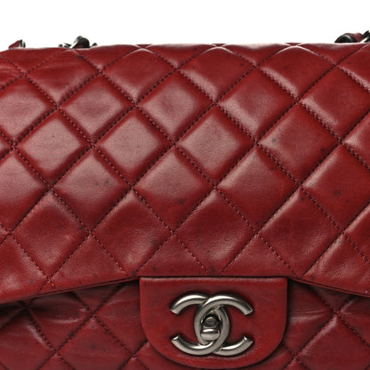 Chanel Lambskin Quilted Jumbo Single Flap Dark Red 11 of 11
