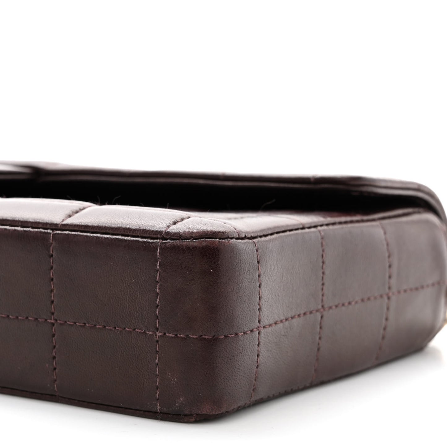 Lambskin East West Chocolate Bar Flap Brown