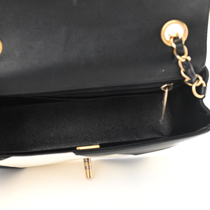 Chanel Lambskin Geometric Patchwork Mini Flap Black White 5 of 15