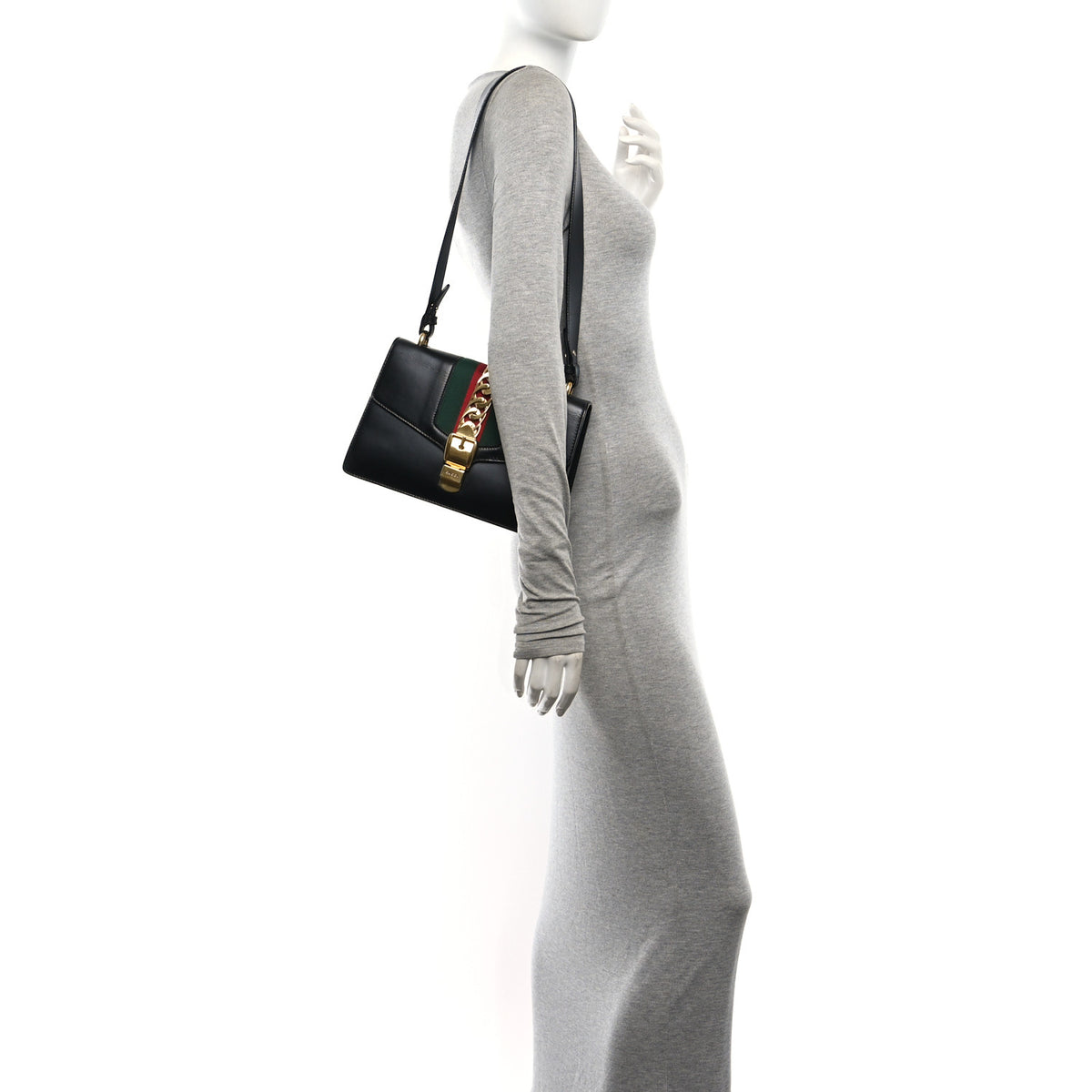 Calfskin Small Sylvie Shoulder Bag Black