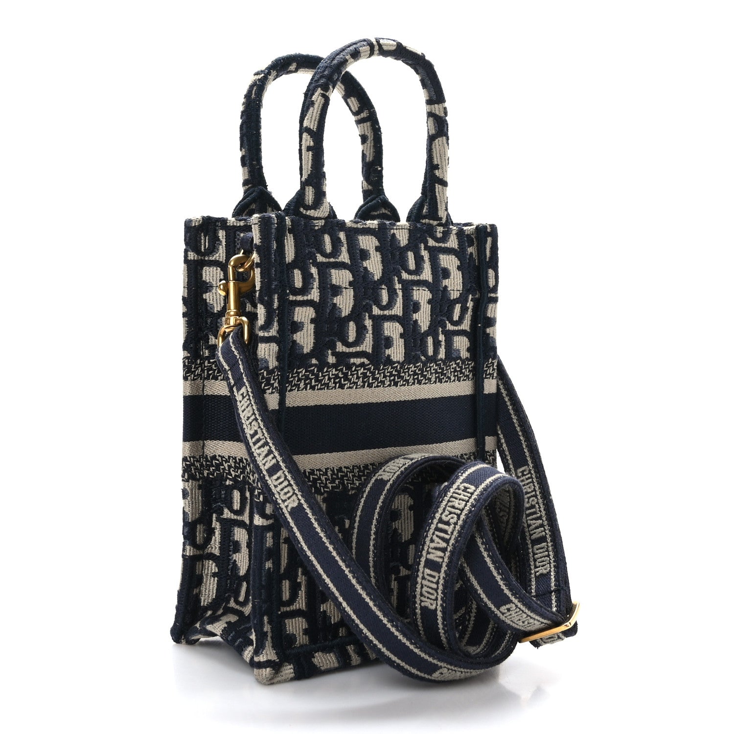 Christian Dior Oblique Mini Book Tote Phone Bag Blue 3 of 9