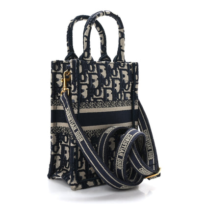 Christian Dior Oblique Mini Book Tote Phone Bag Blue 3 of 9