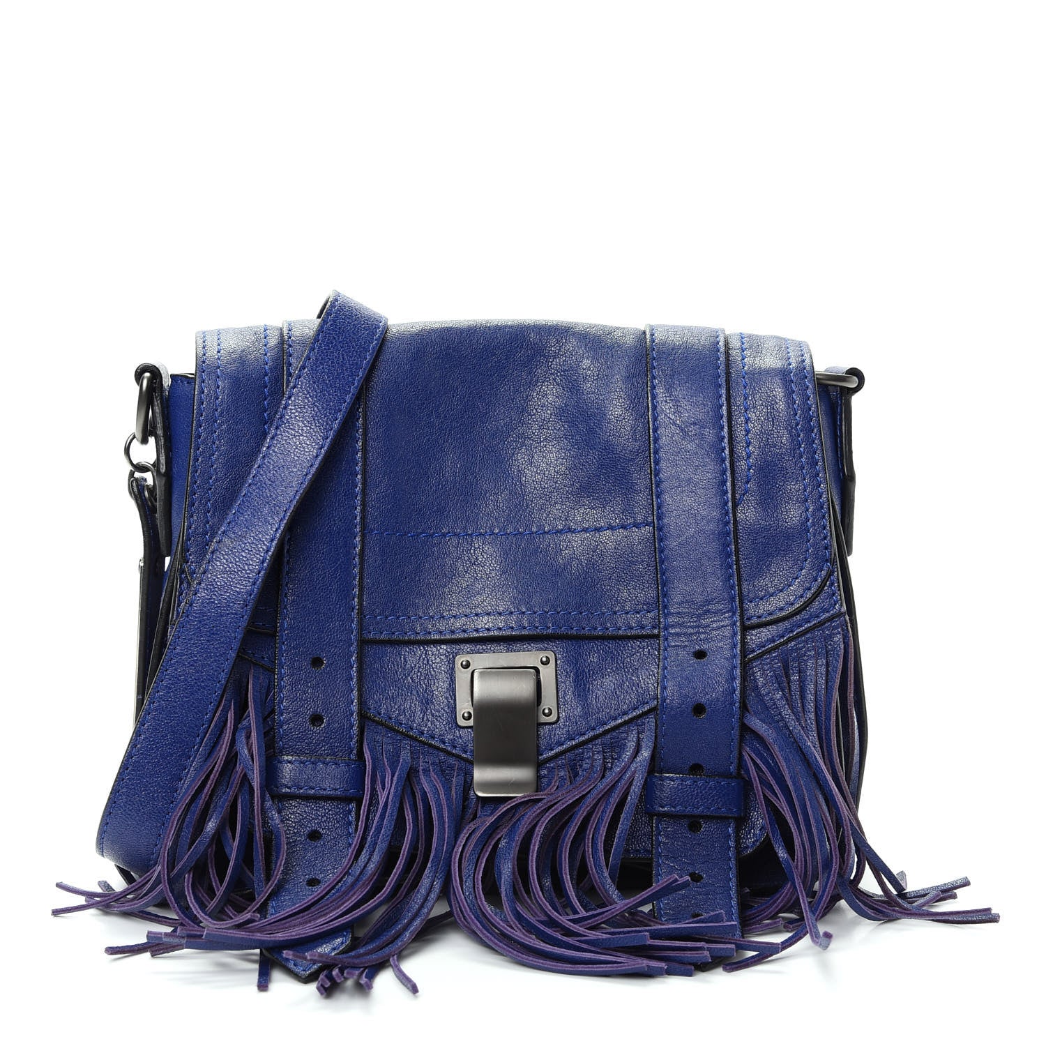 Proenza Schouler Lambskin Fringe PS1 Crossbody Pouch Cobalt Blue 1 of 9
