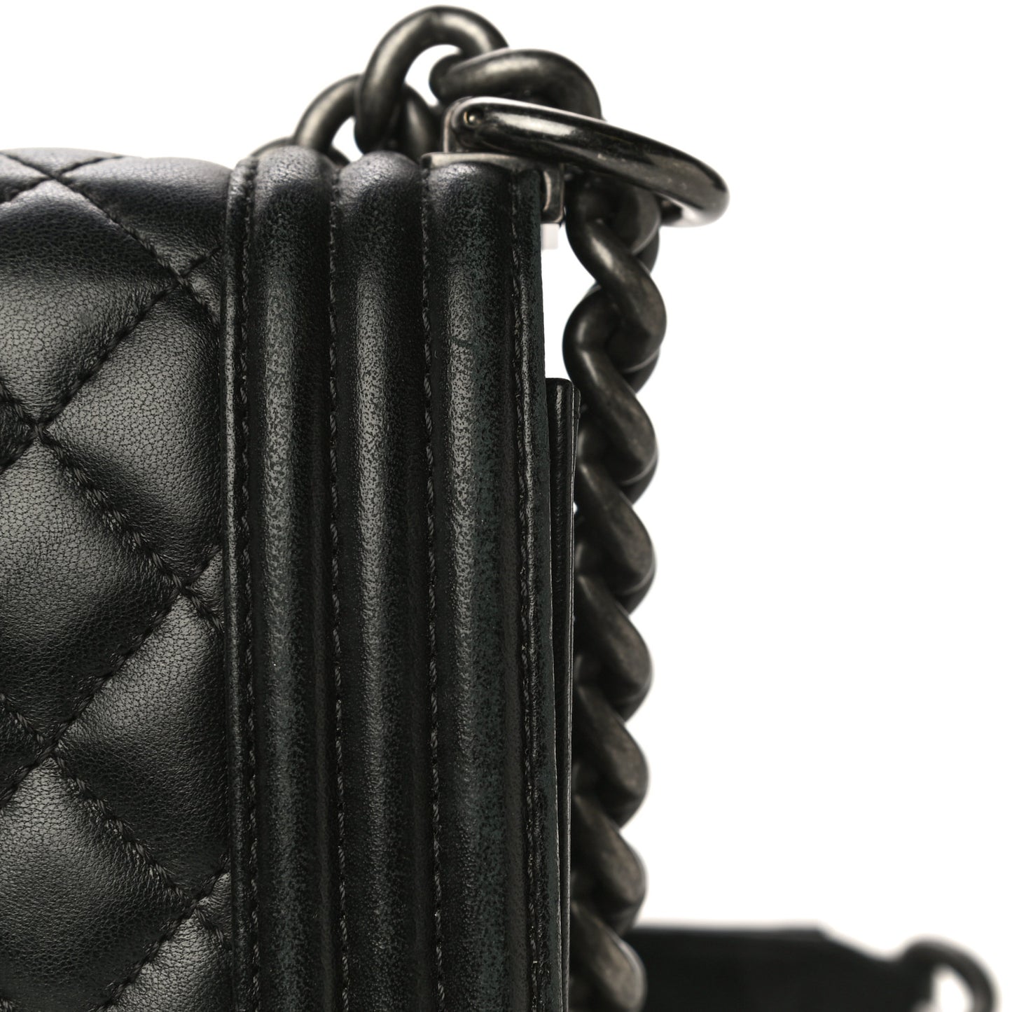 Lambskin Quilted Small Boy Flap Black