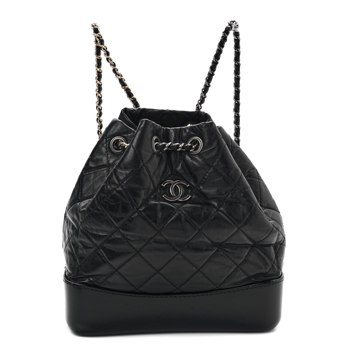 Aged Calfskin Quilted Small Gabrielle Backpack Black