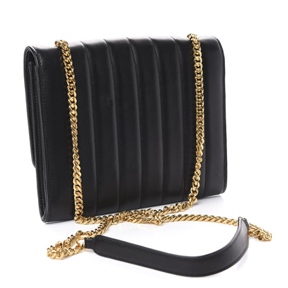 Saint Laurent Lambskin Matelasse Monogram Vicky Chain Wallet Black 3 of 11
