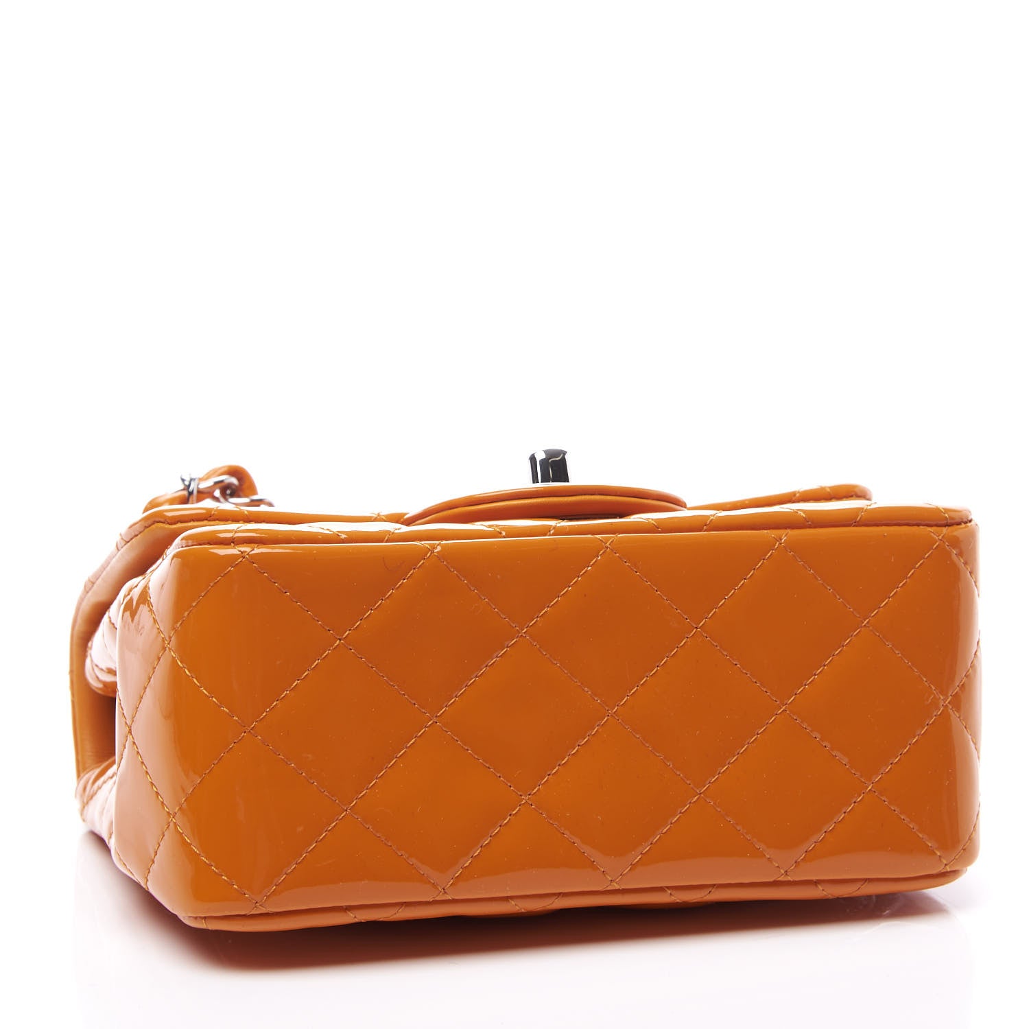 Chanel Patent Quilted Mini Square Flap Orange 3 of 10