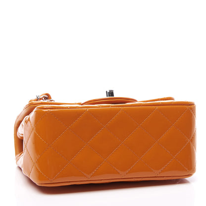 Chanel Patent Quilted Mini Square Flap Orange 3 of 10