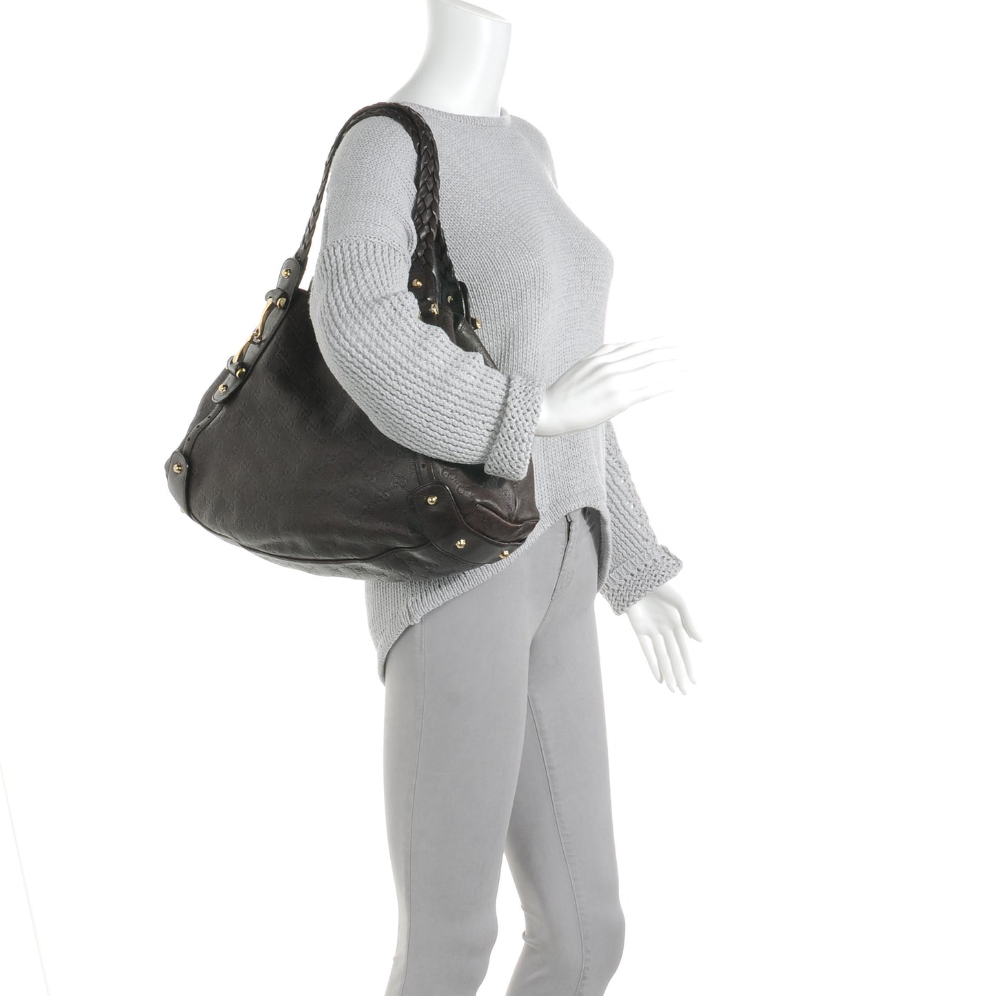 Guccissima Medium Pelham Tote Chocolate Brown