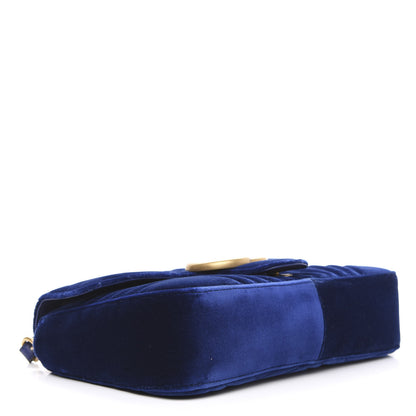 Gucci Velvet Matelasse Medium GG Marmont Shoulder Bag Cobalt Blue 4 of 11