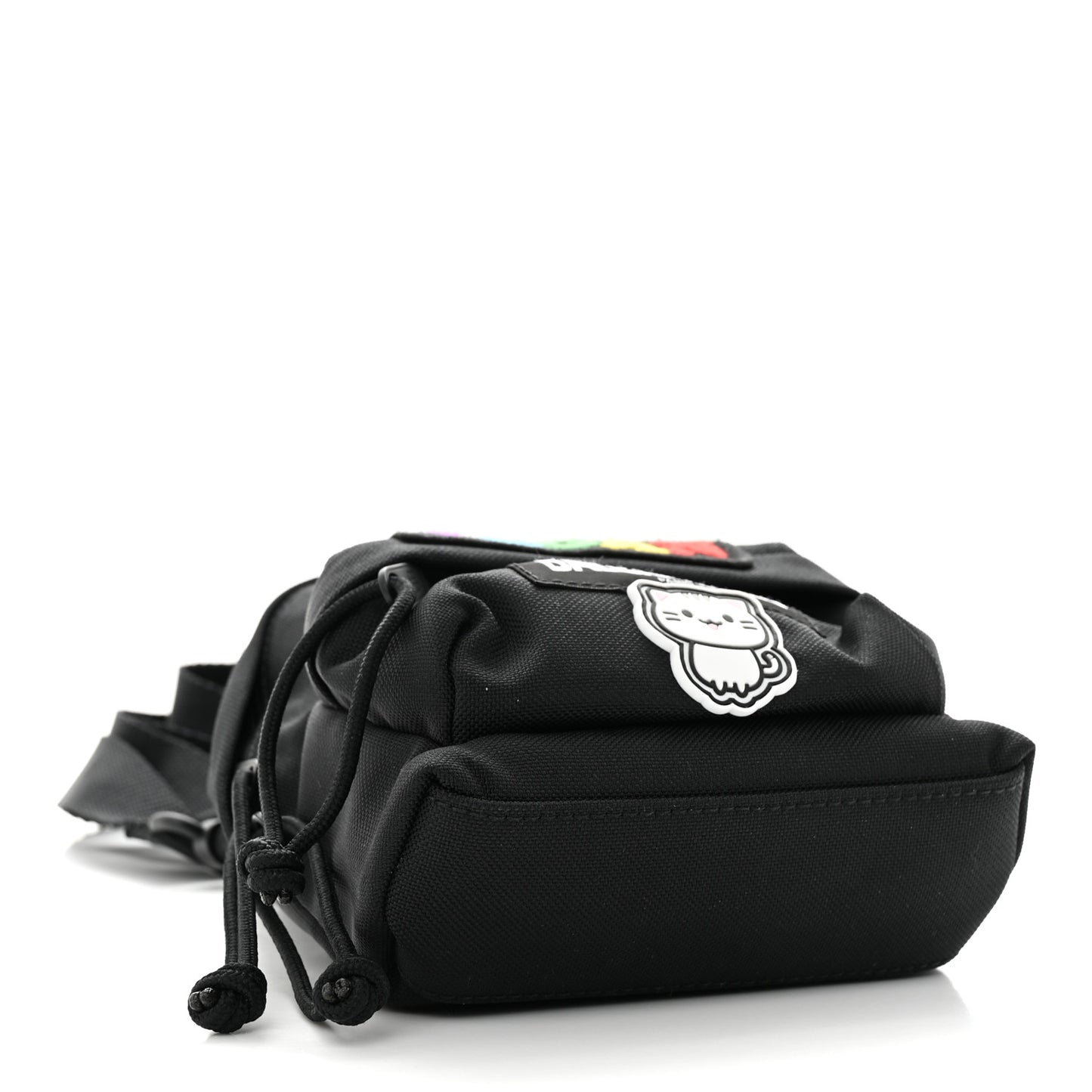 Recycled Casual Nylon Gamer Patches Mini Crossbody Backpack Black