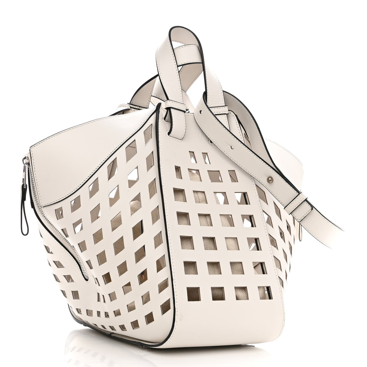 Calfskin Medium Tulip Hammock Shoulder Bag White