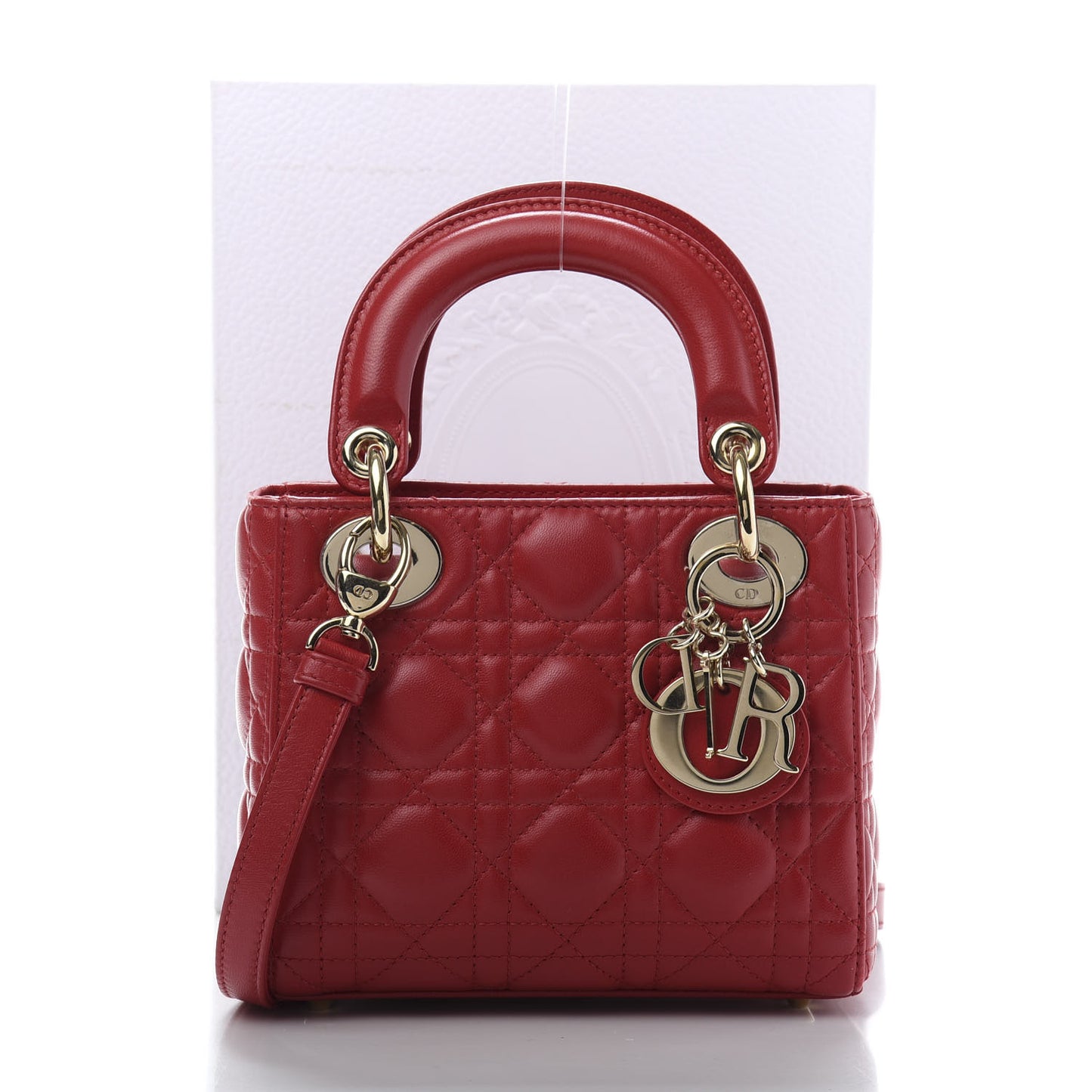 Lambskin Cannage Mini Lady Dior Red