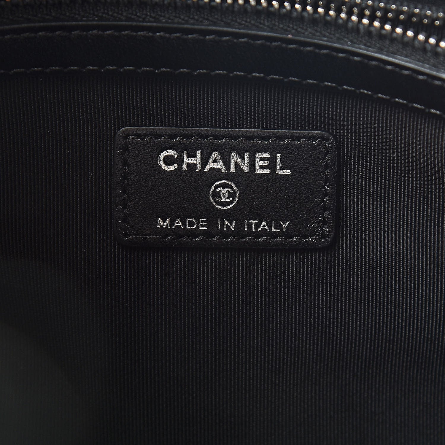Chanel Calfskin Chevron Boy Zip Pouch Black 6 of 8