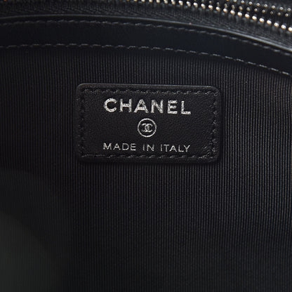 Chanel Calfskin Chevron Boy Zip Pouch Black 6 of 8