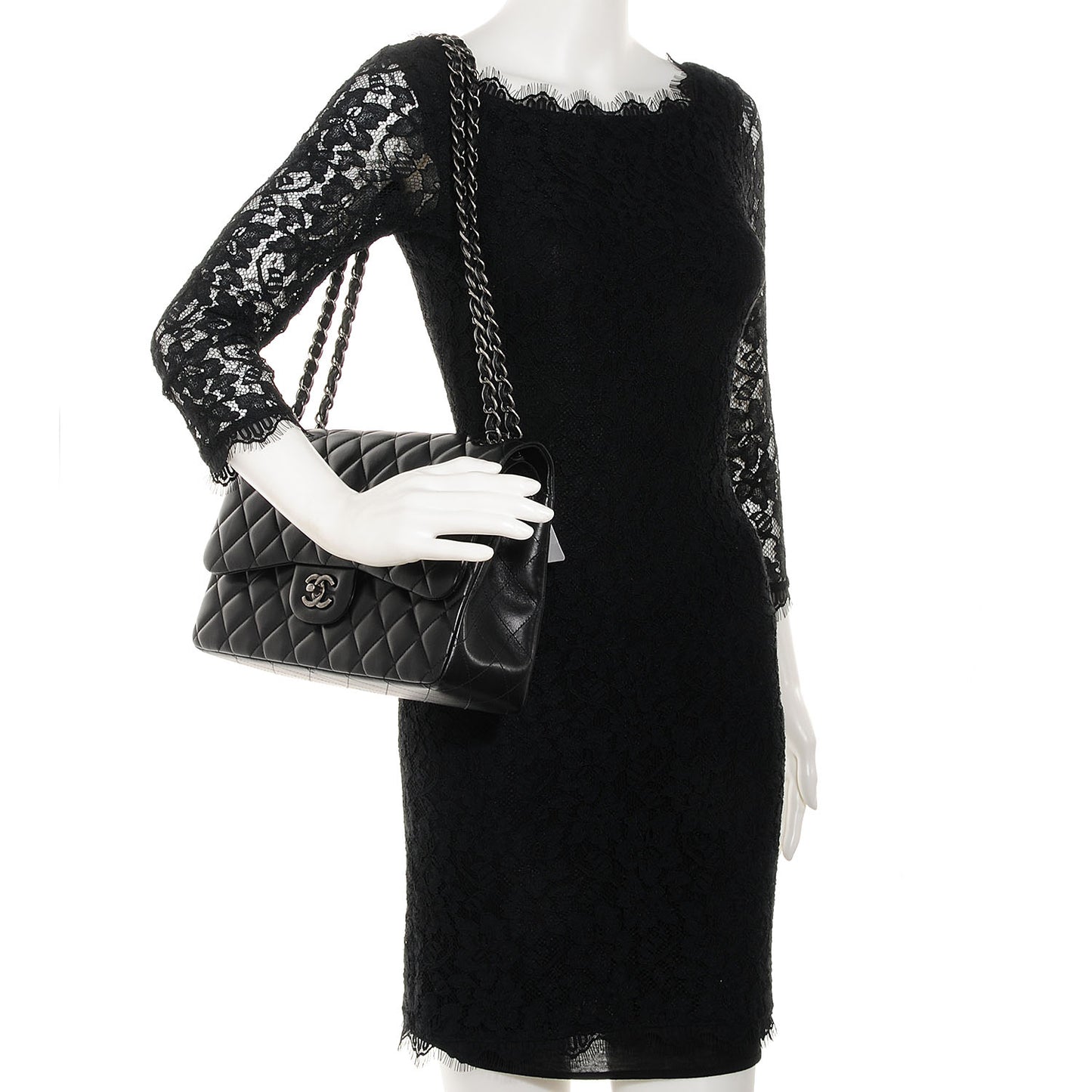 Lambskin Jumbo Double Flap Black