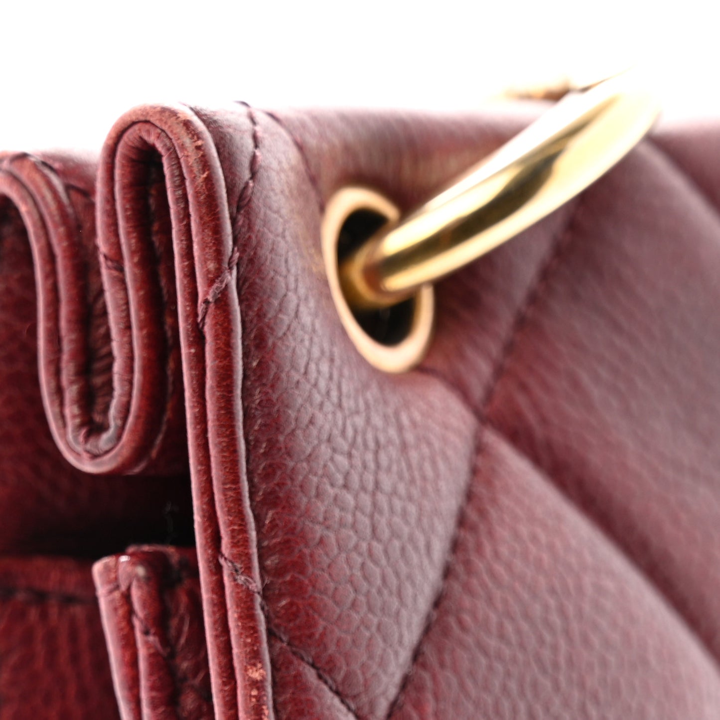 Caviar Quilted Large Retro Class Flap Burgundy