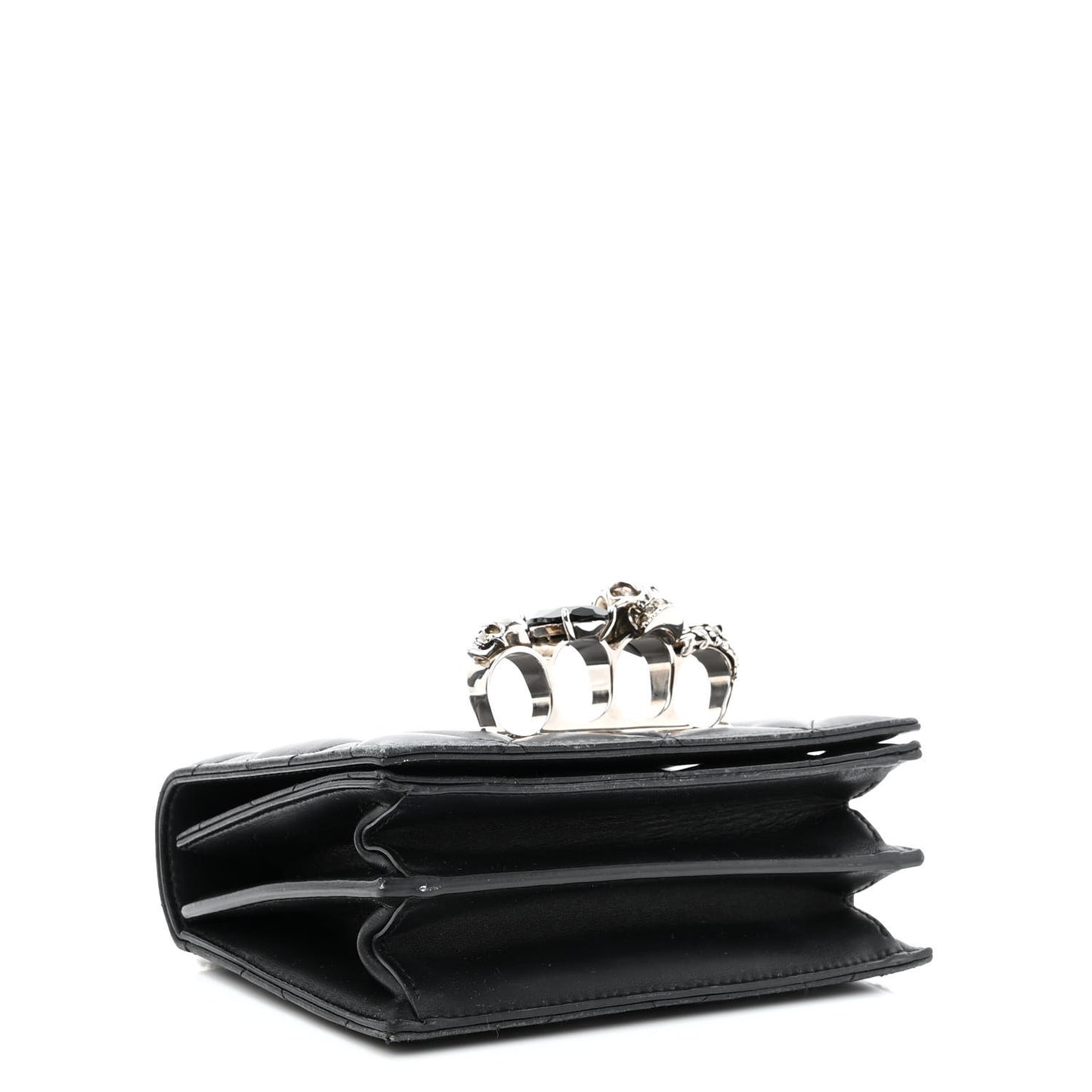 Lambskin Quilted Knuckle Shoulder Bag Black