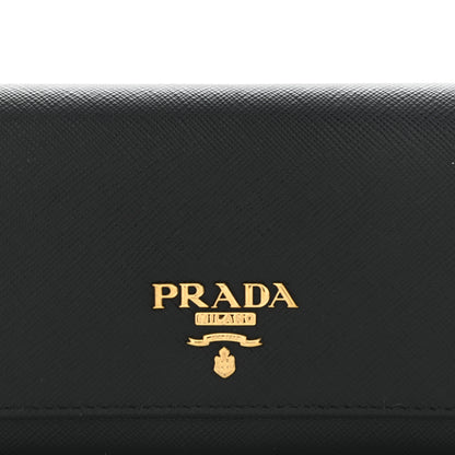 Prada Saffiano Metal Continental Flap Wallet Black 8 of 10