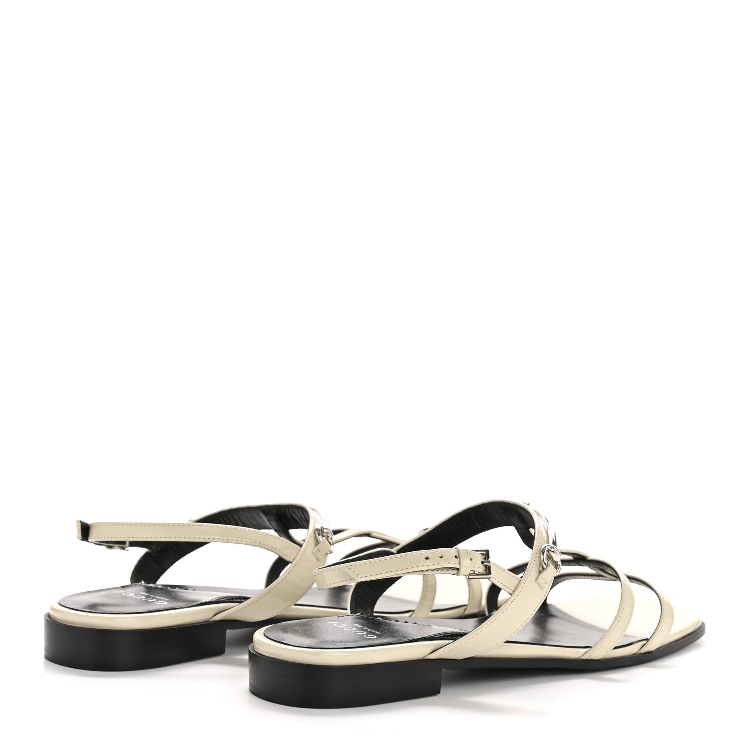 Gucci Calfskin Horsebit Divine Slingback Sandals 37.5 Mystic White 5 of 9