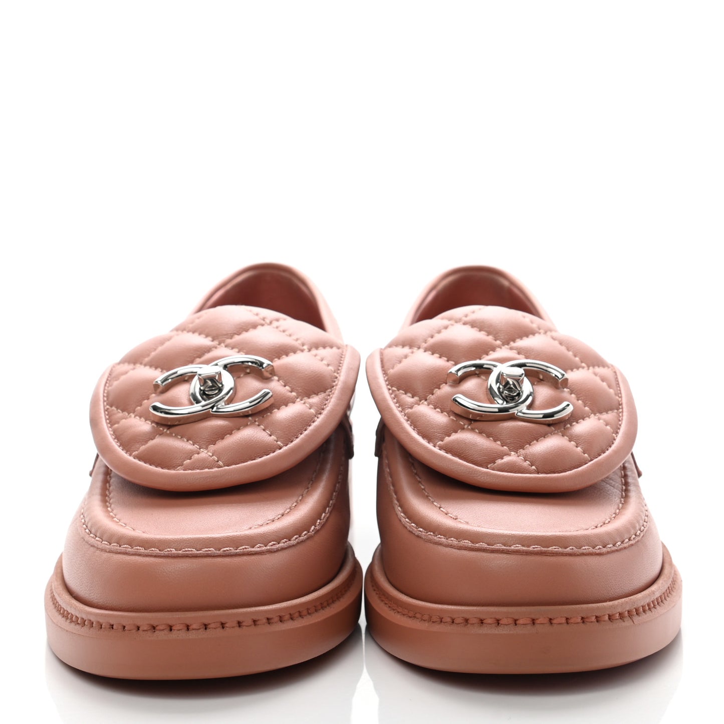 Lambskin Quilted CC Turnlock Loafers 36 Dark Pink