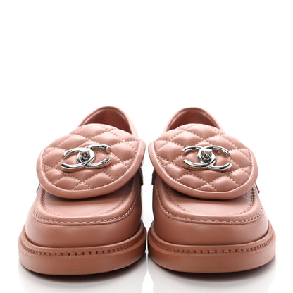 Chanel Lambskin Quilted CC Turnlock Loafers 36 Dark Pink 2 of 8