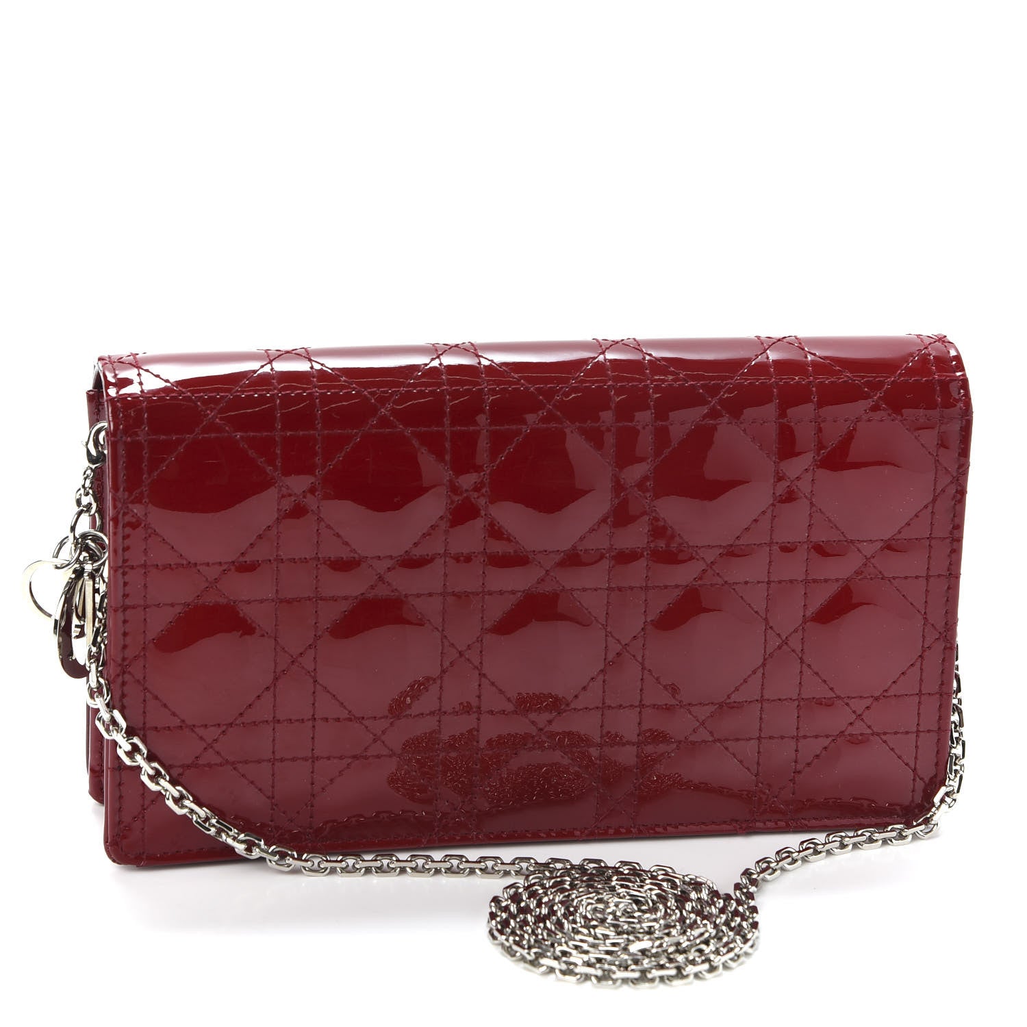 Christian Dior Patent Cannage Lady Dior Clutch Red 2 of 13