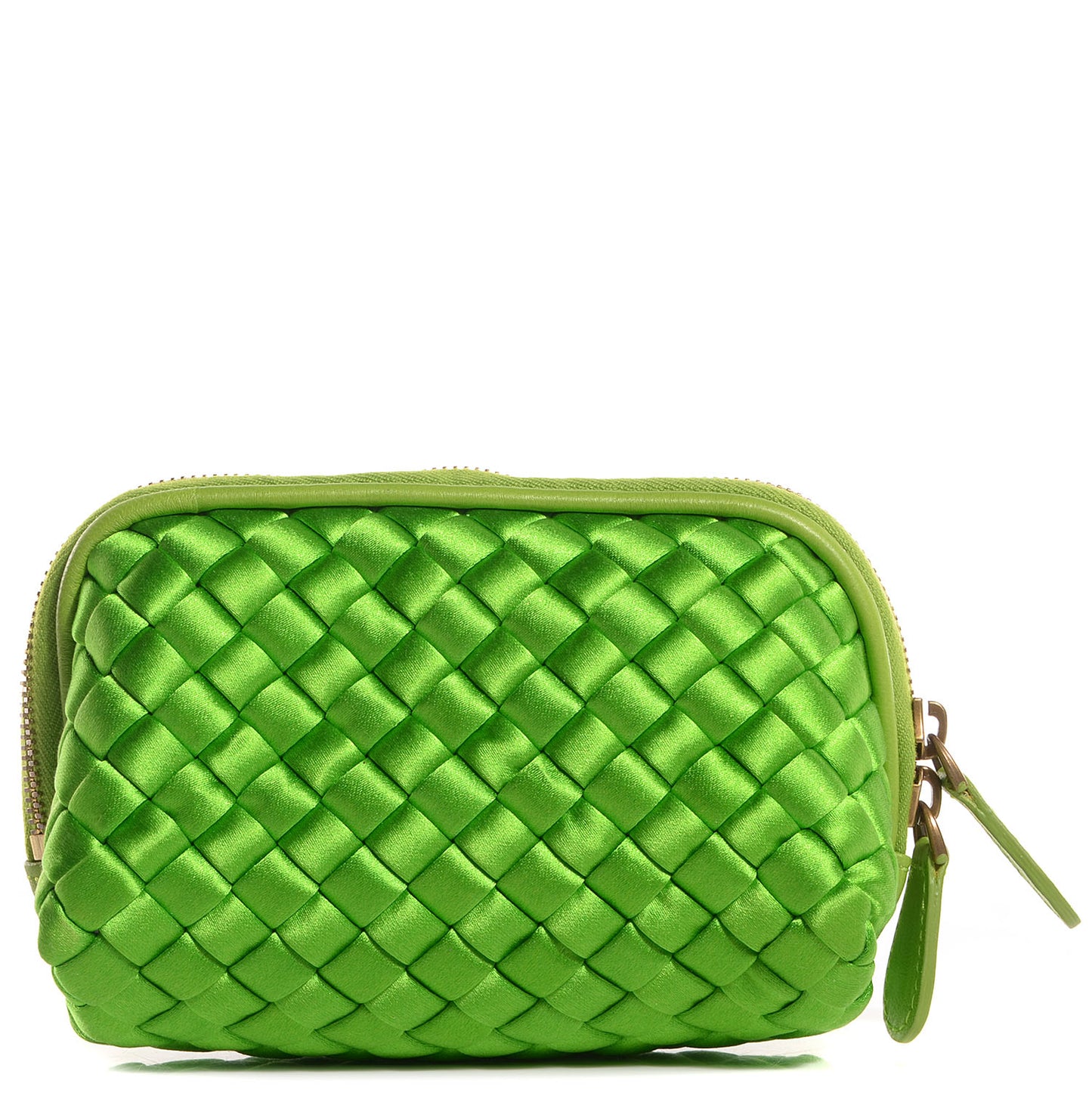 Silk Intrecciato Small Cosmetic Case Green Apple