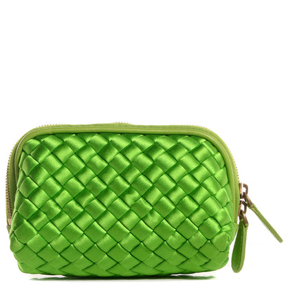 Bottega Veneta Silk Intrecciato Small Cosmetic Case Green Apple 1 of 9