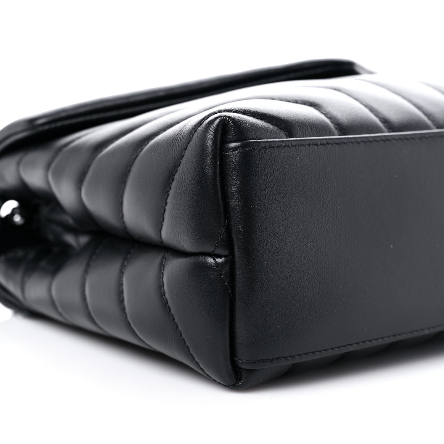 Saint Laurent Calfskin Y Quilted Monogram Monochrome Small Loulou Chain Satchel Black 8 of 9
